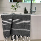 Turkish Cotton Hand Towel 36x22 Quick-Dry Absorbent Kitchen Bathroom With Fringe, 6 Colors