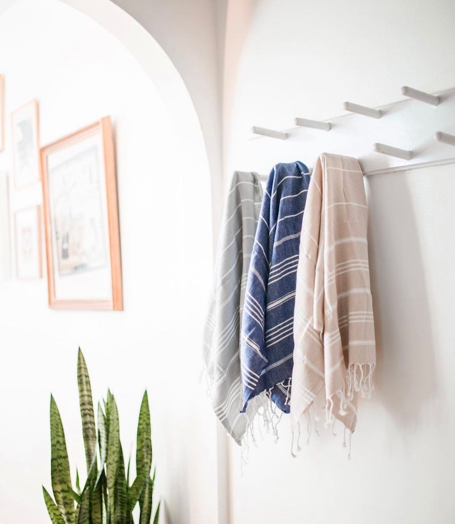 Turkish Cotton Hand Towel 36x22 Quick-Dry Absorbent Kitchen Bathroom With Fringe, 6 Colors