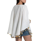 Turkish Cotton Pom Pom Tunic Beach Cover Up One Size Resort Swim Cover BandsCo Straps