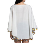 Turkish Cotton Pom Pom Tunic Beach Cover Up One Size Resort Swim Cover BandsCo Straps