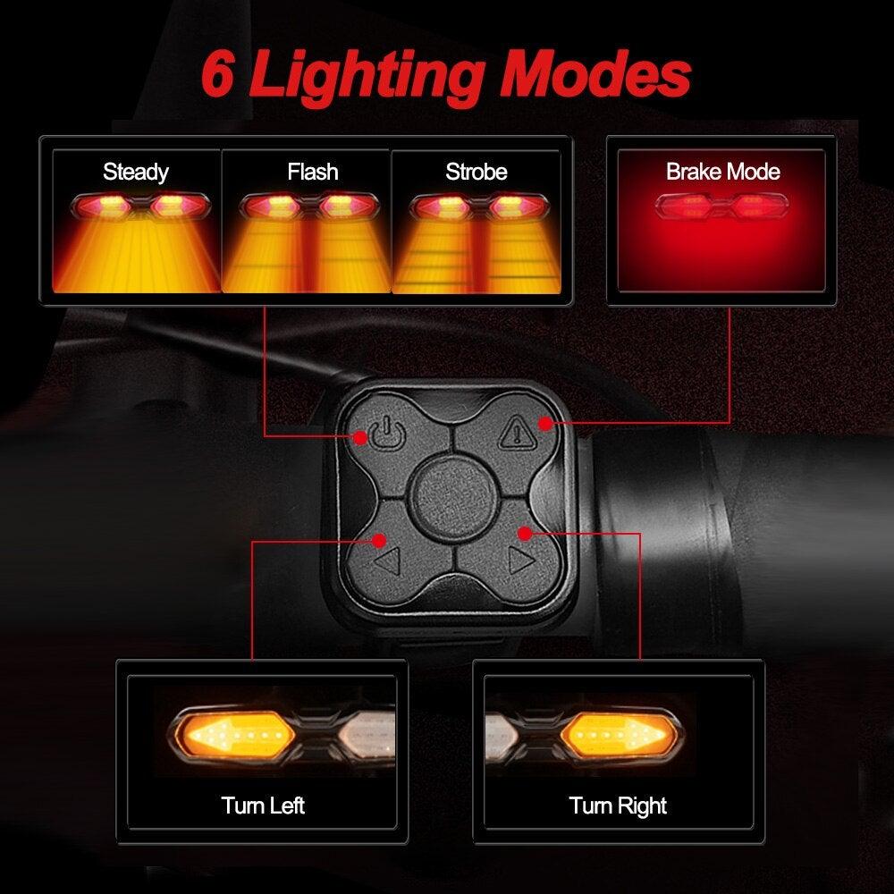 Turn Signals For Bicycle Light Bicycle Taillight Led Light With USB Charging Bicycle Lighting Safety Warning Brake Light Remote Control Bike Rear Light Back USB Rechargeable Safety Warning Cycling Light Fits On Any Road Bicycle Stevvex
