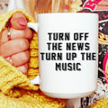 Turn Up The Music Ceramic Mug 15 oz Peachy Sunday
