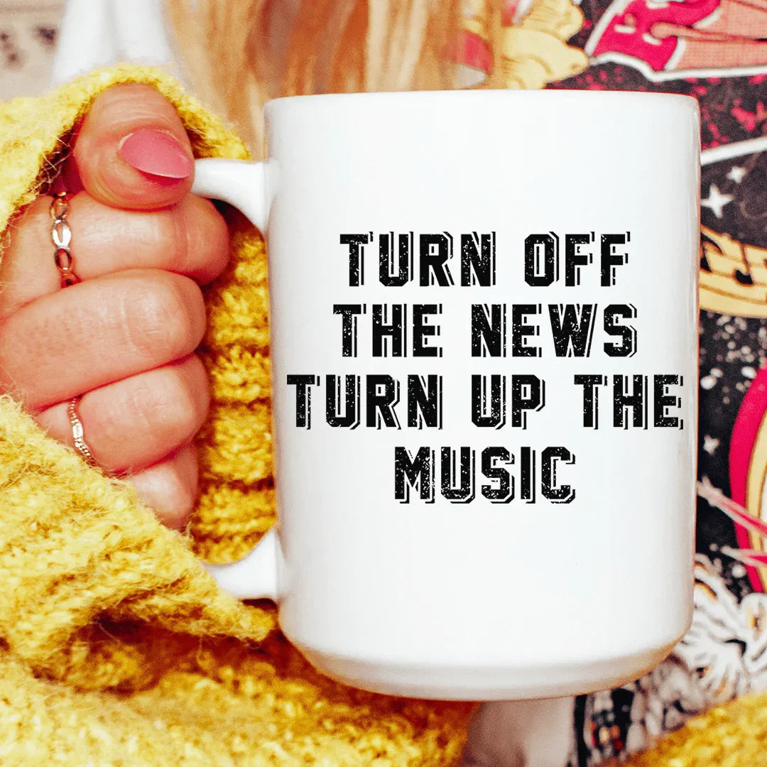 Turn Up The Music Ceramic Mug 15 oz Peachy Sunday