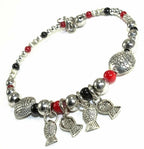 Turquoise Beaded Fish Charm Bracelet For Women Adjustable