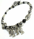 Turquoise Beaded Fish Charm Bracelet For Women Adjustable