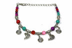 Turquoise Beaded Fish Charm Bracelet With Spiral Charms