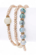 Turquoise Crystal Stretch Bracelet Set Boho Stackable