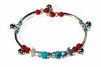 Turquoise Fish Charm Beaded Bracelet Adjustable Boho