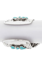 Turquoise Squash Blossom Stone Cuff Silver Bracelet