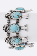 Turquoise Squash Blossom Stretch Bracelet Vintage Style