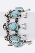 Turquoise Squash Blossom Stretch Bracelet Vintage Style