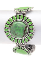 Turquoise Stone Western Boho Stretch Bracelet Multicolor