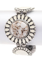 Turquoise Stone Western Boho Stretch Bracelet Multicolor