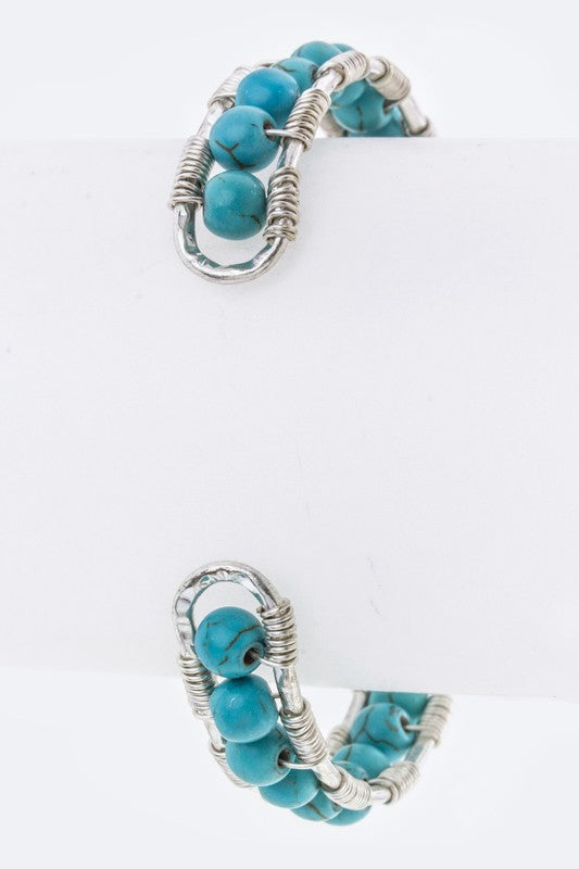 Turquoise Wire Adjustable Cuff Bracelet For Women Boho