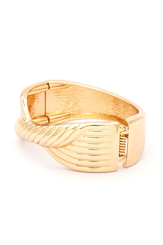 Twisted Hinged Bangle Bracelet For Women Gold Tone