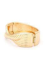Twisted Hinged Bangle Bracelet For Women Gold Tone