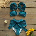 Two-Pieces Women  Push-Up Padded Bra Ruffles Bandage Bikini Set Swimsuit  Women's Bathing Suits Ruffles Flounce Bikini Sets Low Rise Two Piece Swimsuit Swimwear Bathing Suit Beachwear Stevvex