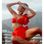 Two-Pieces Women  Push-Up Padded Bra Ruffles Bandage Bikini Set Swimsuit  Women's Bathing Suits Ruffles Flounce Bikini Sets Low Rise Two Piece Swimsuit Swimwear Bathing Suit Beachwear Stevvex