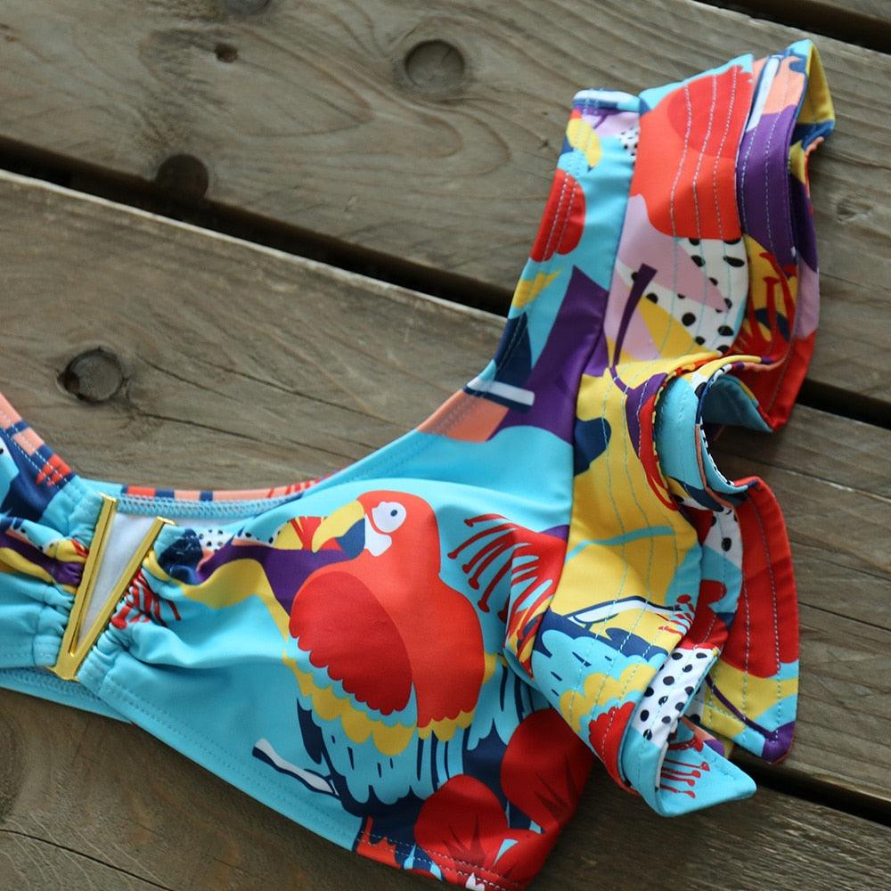Two-Pieces Women  Push-Up Padded Bra Ruffles Bandage Bikini Set Swimsuit  Women's Bathing Suits Ruffles Flounce Bikini Sets Low Rise Two Piece Swimsuit Swimwear Bathing Suit Beachwear Stevvex