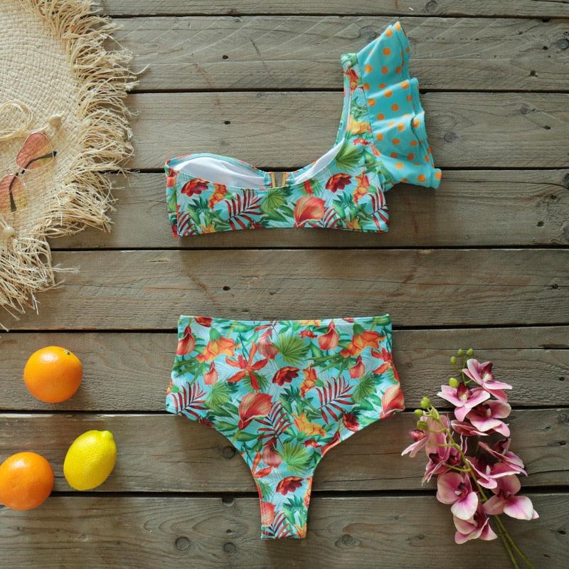Two-Pieces Women  Push-Up Padded Bra Ruffles Bandage Bikini Set Swimsuit  Women's Bathing Suits Ruffles Flounce Bikini Sets Low Rise Two Piece Swimsuit Swimwear Bathing Suit Beachwear Stevvex