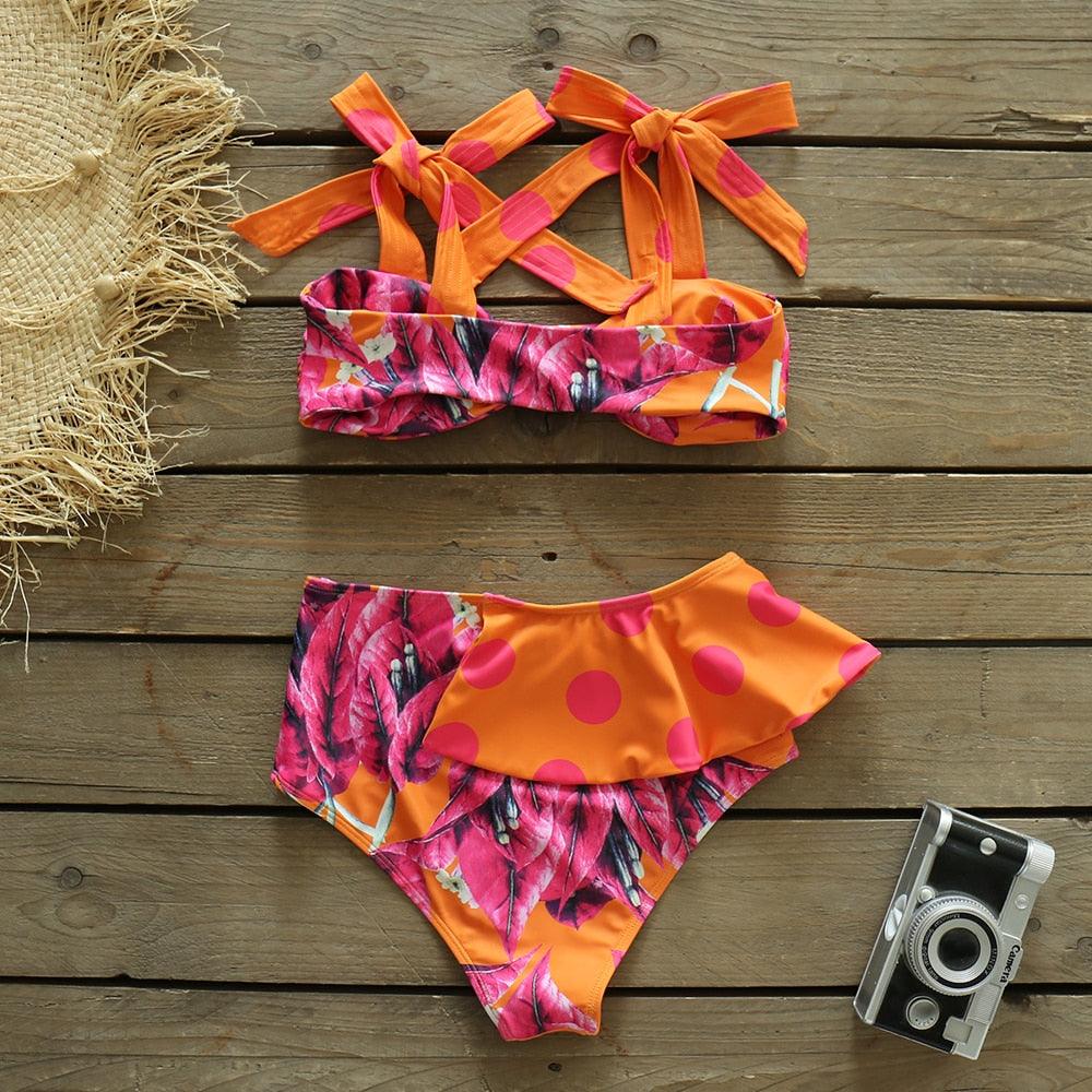 Two-Pieces Women  Push-Up Padded Bra Ruffles Bandage Bikini Set Swimsuit  Women's Bathing Suits Ruffles Flounce Bikini Sets Low Rise Two Piece Swimsuit Swimwear Bathing Suit Beachwear Stevvex