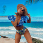 Two-Pieces Women  Push-Up Padded Bra Ruffles Bandage Bikini Set Swimsuit  Women's Bathing Suits Ruffles Flounce Bikini Sets Low Rise Two Piece Swimsuit Swimwear Bathing Suit Beachwear Stevvex
