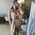 Two-Pieces Women  Push-Up Padded Bra Ruffles Bandage Bikini Set Swimsuit  Women's Bathing Suits Ruffles Flounce Bikini Sets Low Rise Two Piece Swimsuit Swimwear Bathing Suit Beachwear Stevvex