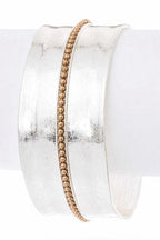 Two Tone Matte Cuff Bracelet Adjustable Open Bangle