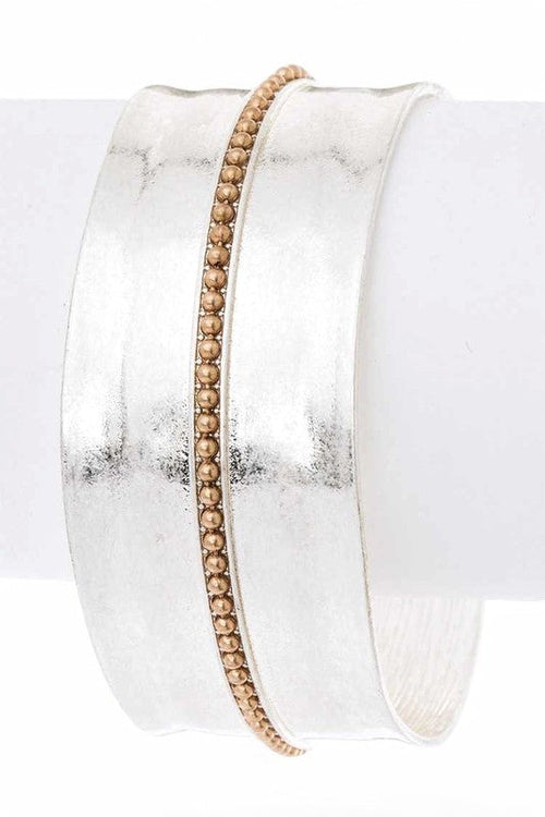 Two Tone Matte Cuff Bracelet Adjustable Open Bangle