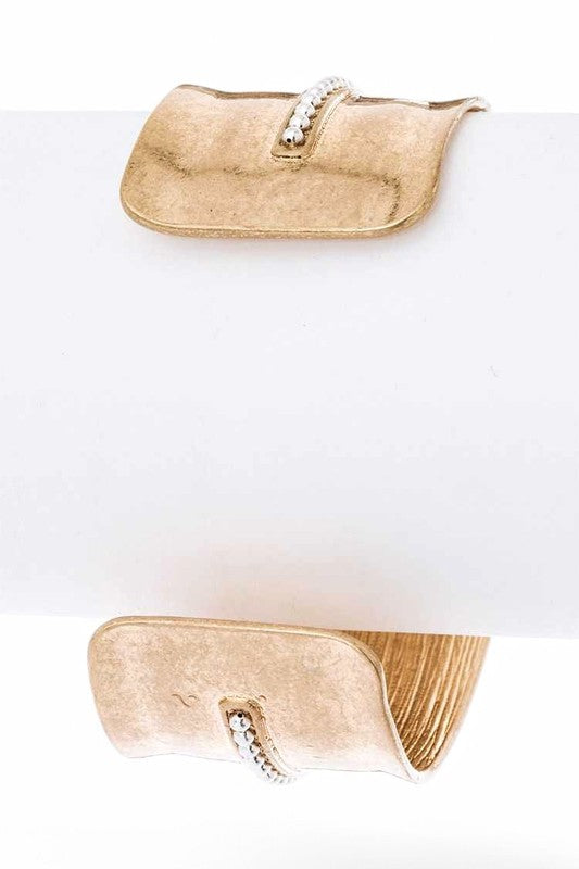 Two Tone Matte Cuff Bracelet Adjustable Open Bangle