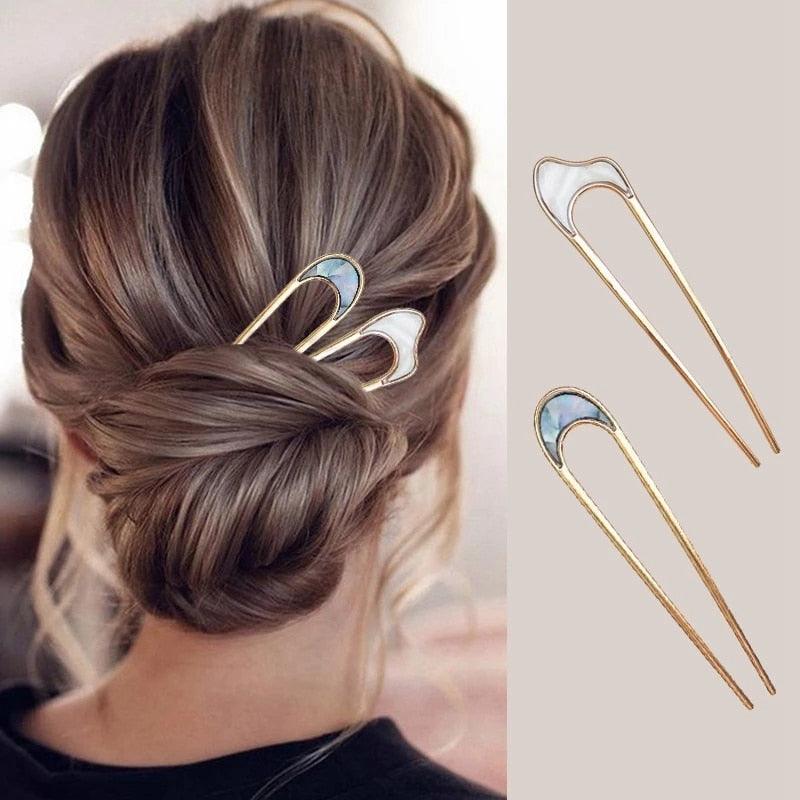 U Shape Hair Sticks Women Hairclip Simplicity Colorful Girls Hairpins Hair Sticks Hair Accessories Headwear French Hair Pin Hairstyle Chignon for Women Stevvex
