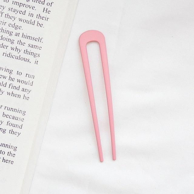 U Shape Hair Sticks Women Hairclip Simplicity Colorful Girls Hairpins Hair Sticks Hair Accessories Headwear French Hair Pin Hairstyle Chignon for Women Stevvex