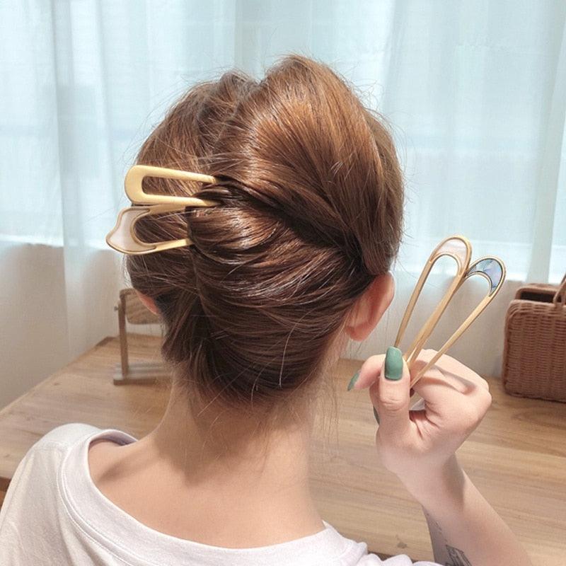 U Shape Hair Sticks Women Hairclip Simplicity Colorful Girls Hairpins Hair Sticks Hair Accessories Headwear French Hair Pin Hairstyle Chignon for Women Stevvex