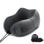 U-Shape Travel Pillow Pure Memory Foam Neck Pillow for Airplane Office Nap Cervical Pillows Flight Sleeping Head Neck Support Memory Cotton Neck Pillow Cervical Vertebra Travel Portable Noon Break Aircraft Neck Pillow For Traveling