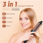 2-in-1 Hair Straightener & Curler Brush with PTC Heating Pi-Mart