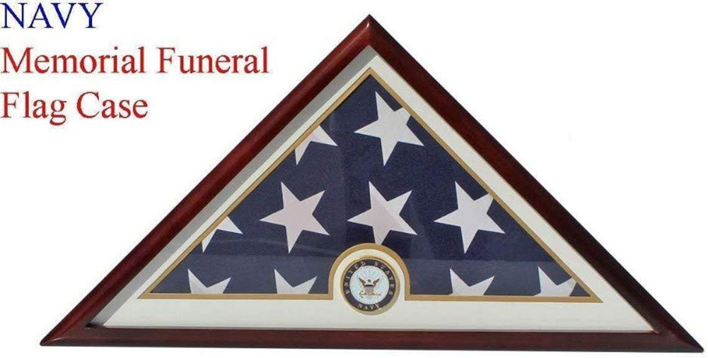 Navy Flag Display Case Box, 5x9 Burial - Funeral - Veteran Flag Elegant Display The Military Gift Store