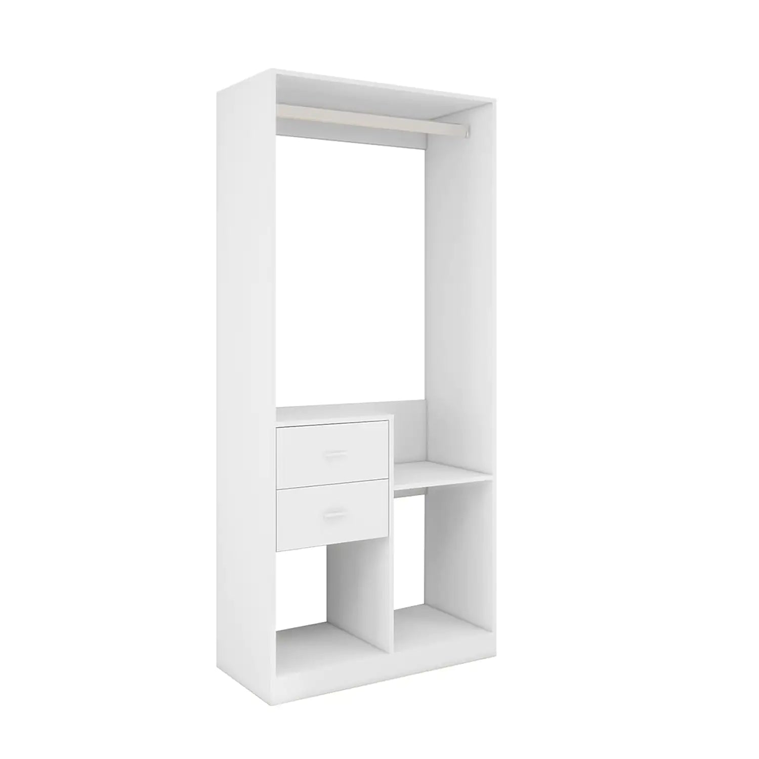 YG-303 Stand-Alone Wood Closet System for Walk in Closets with 2 Drawers Hanging Rods and Shelves Clothes Storage Cabinet Built-in Closet Organizer for Bedroom 31.5"L x 15.7"W x 70.8"H Gray Pi-Mart