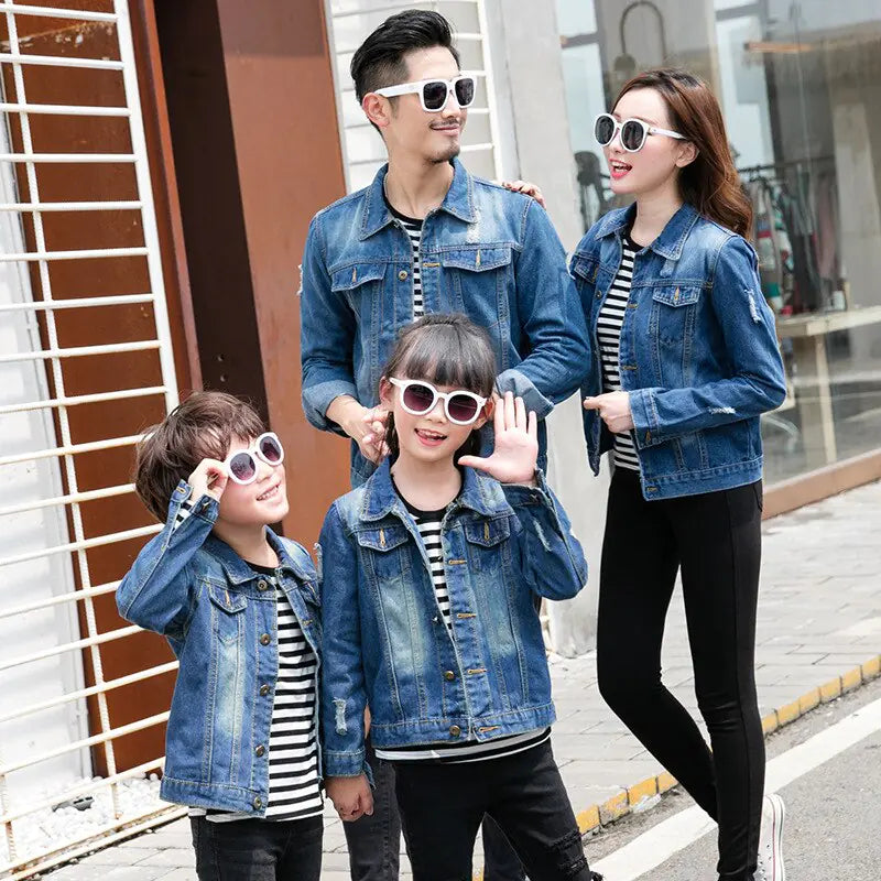 Family Matching Denim Jackets for Spring and Autumn