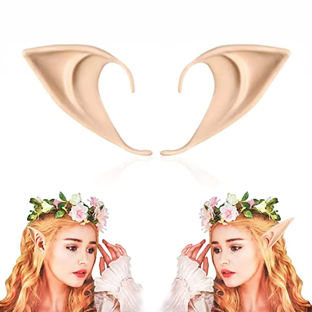 FRESHME Short Fairy Cosplay Ears - 1 Pairs Elf Pixie Soft Pointy Evil Ears Costume Makeup for Christmas Renaissance LARP Cosplay Accessories, Party Photo Props B - Short Elf Ears(1 Pair)