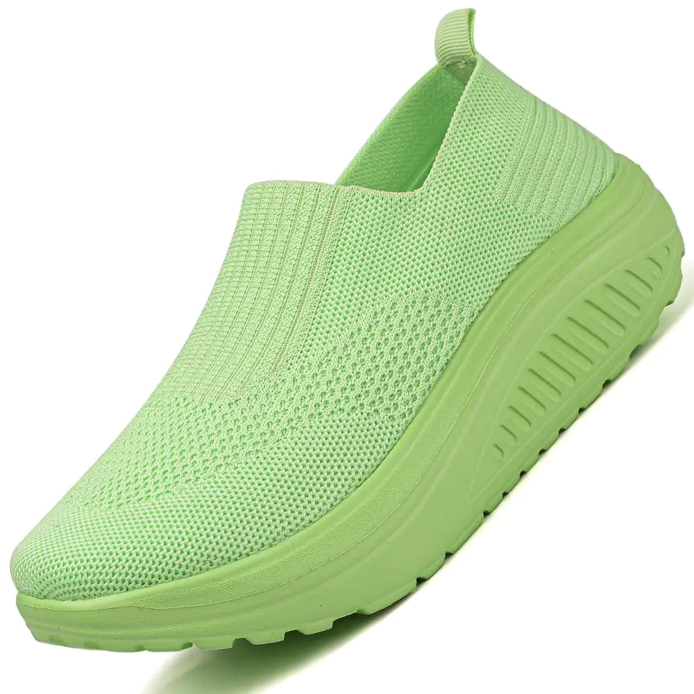 VBOUTV Womens Walking Shoes Slip-On Light Mesh Casual Running Jogging Shoes Knit Upper Non Slip Shoes Breathable Workout Shoes Lady Girls Easy Shoes Green Pi-Mart