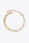 Half Pearl Half Chain Stainless Steel Bracelet Pi-Mart
