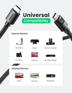 HDMI 2.1 Cable Ultra High Speed 8K60Hz 4K120Hz HDMI Splitter Cable 48Gbps Ultra High Speed 4K 120Hz Braided HDMI Cable Dynamic HDR Vision HDR 10 Compatible With UHD TV Laptop Stevvex