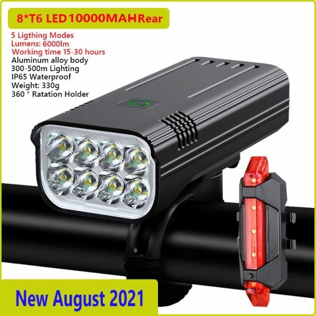 Ultra Bright Bicycle Light USB Rechargeable LED Bike Headlight Waterproof Bike Flashlight USB Rechargeable Bike Lights Front And Back 8 LED Bicycle Lights Front 5 Light Modes 15-30 Hours Working Time Stevvex