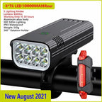 Ultra Bright Bicycle Light USB Rechargeable LED Bike Headlight Waterproof Bike Flashlight USB Rechargeable Bike Lights Front And Back 8 LED Bicycle Lights Front 5 Light Modes 15-30 Hours Working Time Stevvex