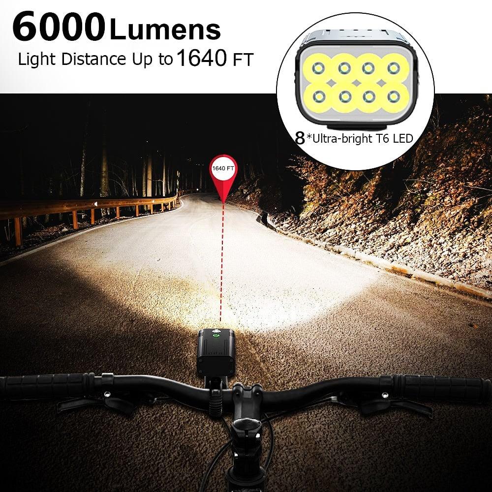 Ultra Bright Bicycle Light USB Rechargeable LED Bike Headlight Waterproof Bike Flashlight USB Rechargeable Bike Lights Front And Back 8 LED Bicycle Lights Front 5 Light Modes 15-30 Hours Working Time Stevvex