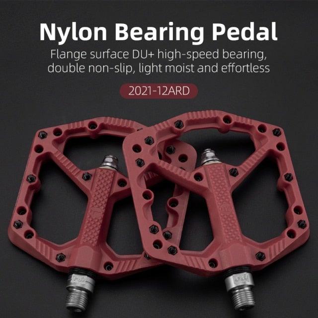 Ultralight Seal Bearings Bicycle Bike Pedals Cycling Nylon Road Pedals Flat Platform Bicycle Parts Accessories Pedals Mountain Bike Pedals Lightweight Nylon Fiber Bicycle Platform Pedals For Mountain Bike Stevvex