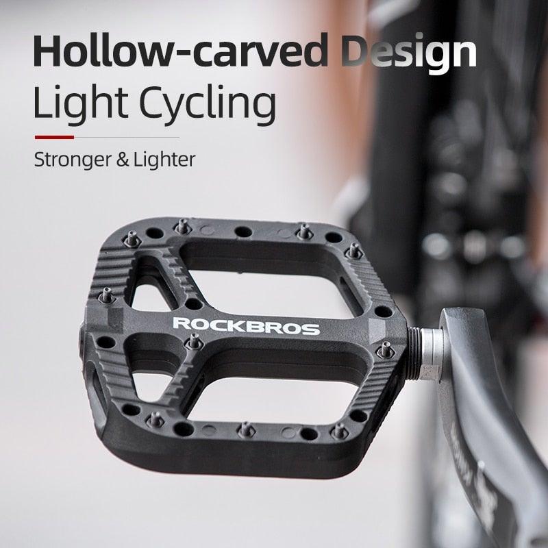 Ultralight Seal Bearings Bicycle Bike Pedals Cycling Nylon Road Pedals Flat Platform Bicycle Parts Accessories Pedals Mountain Bike Pedals Lightweight Nylon Fiber Bicycle Platform Pedals For Mountain Bike Stevvex