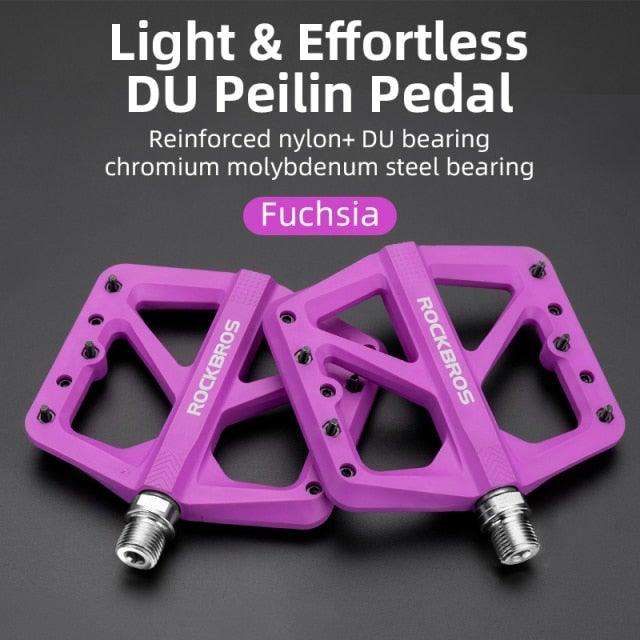 Ultralight Seal Bearings Bicycle Bike Pedals Cycling Nylon Road Pedals Flat Platform Bicycle Parts Accessories Pedals Mountain Bike Pedals Lightweight Nylon Fiber Bicycle Platform Pedals For Mountain Bike Stevvex
