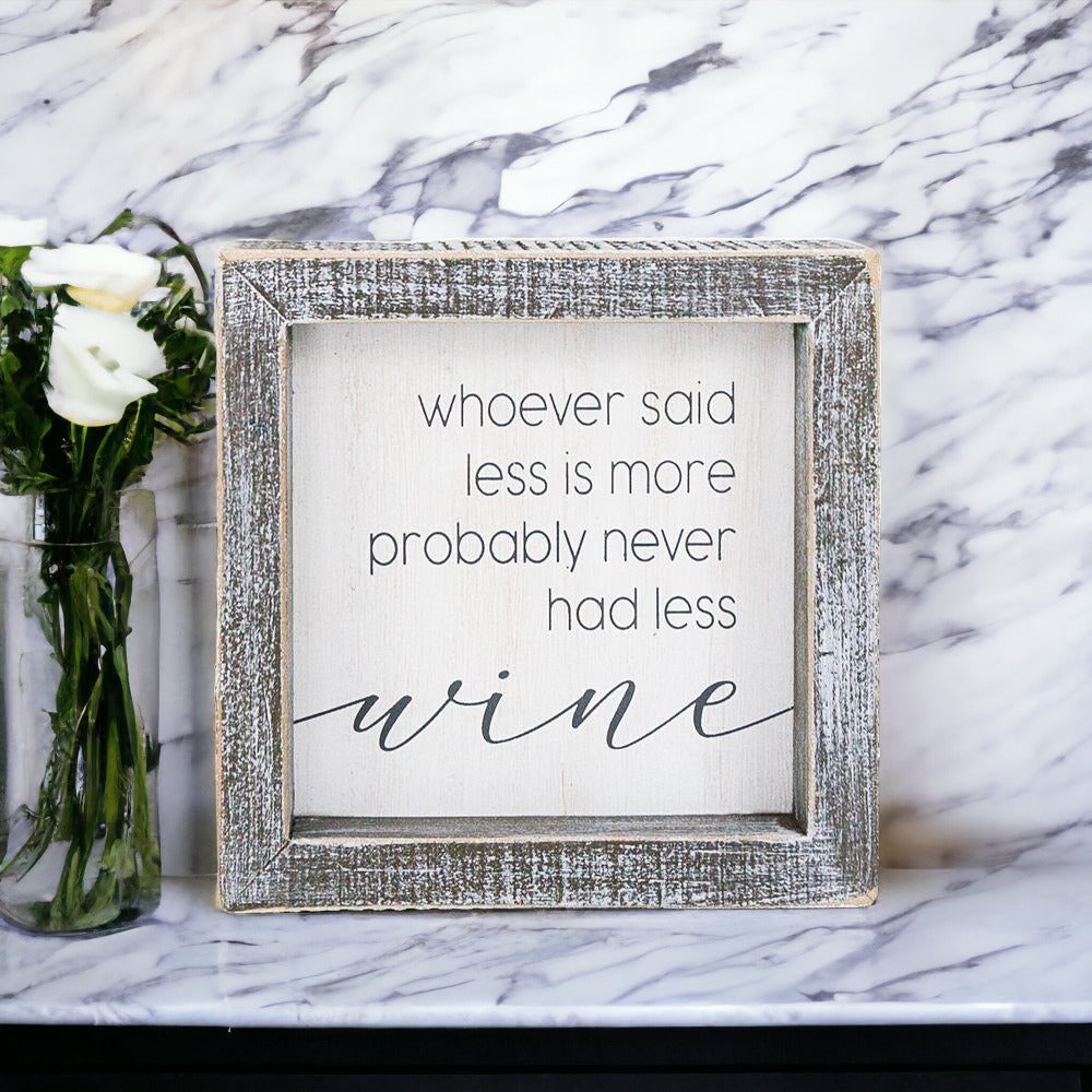 Wine Kitchen Sign 5x5 Thick Framed Wooden Bar Label Sign For Wine Lovers BandsCo Straps