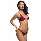 Underwired Bikini Female Swimsuit Women Swimwear Two-Piece V Shape Wire Bikini Set Bather Bathing Suit Women Micro Bikini Set Shiny Metallic 2 Piece Swimsuit Push Up Underwire Swimwear Bathing Suit